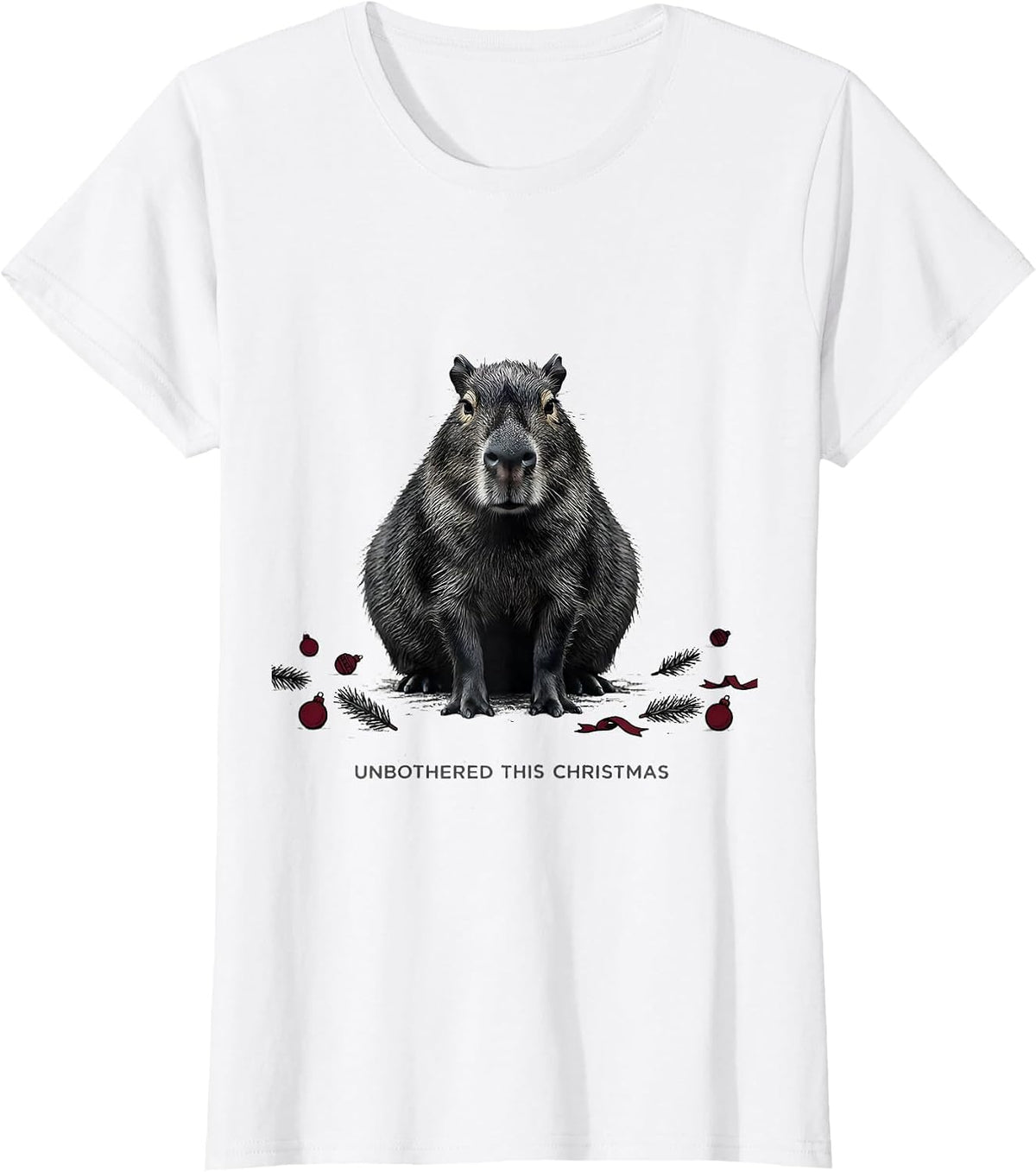 Women's Unbothered This Christmas Editorial Conceptual Capybara T-Shirt - White