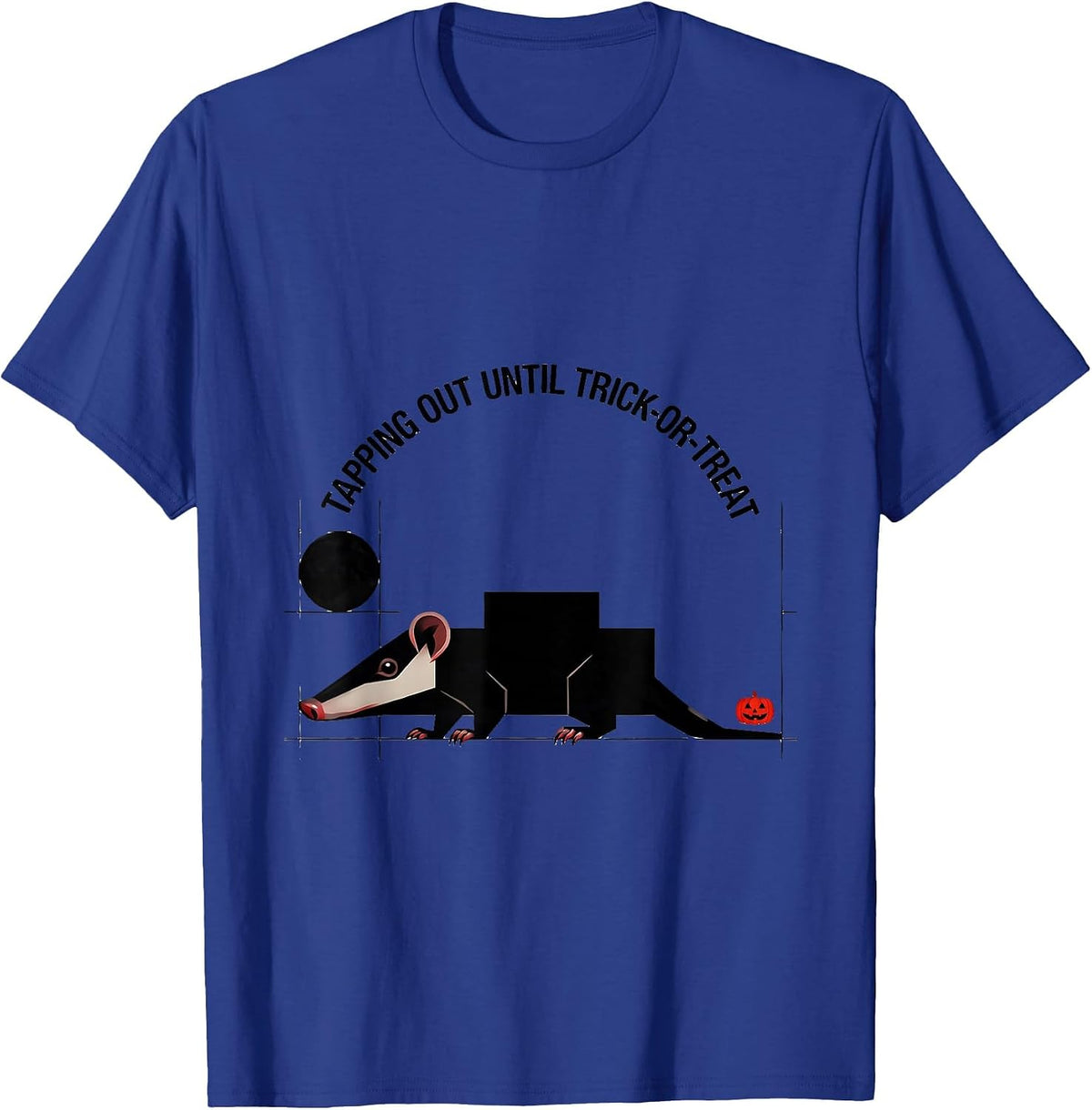 Men's Tapping Out Until Trick-Or-Treat Vintage Opossum Halloween T-Shirt - Royal Blue
