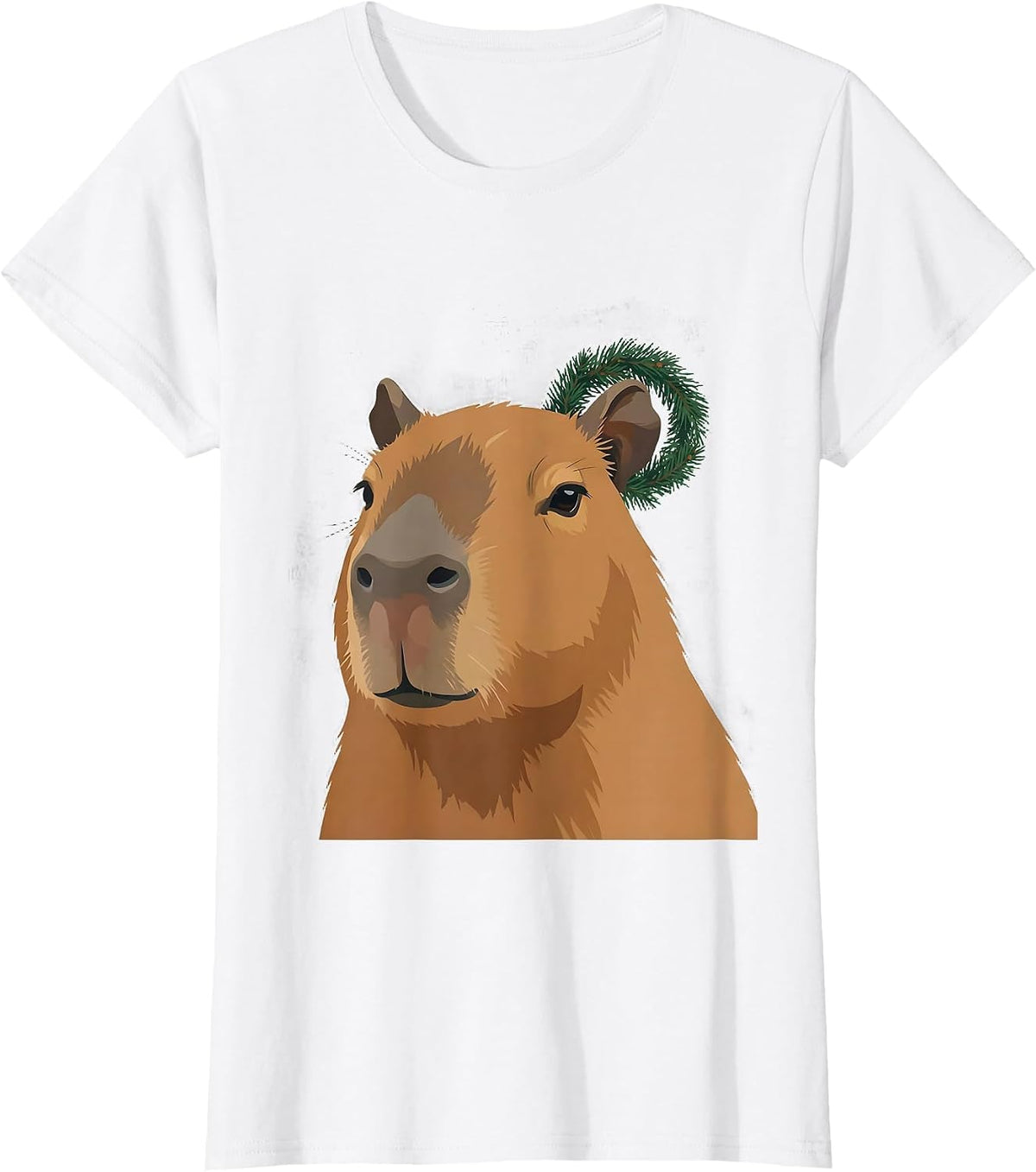 Women's Capybara Christmas Wreath Holiday Animal Lover Humor T-Shirt - White