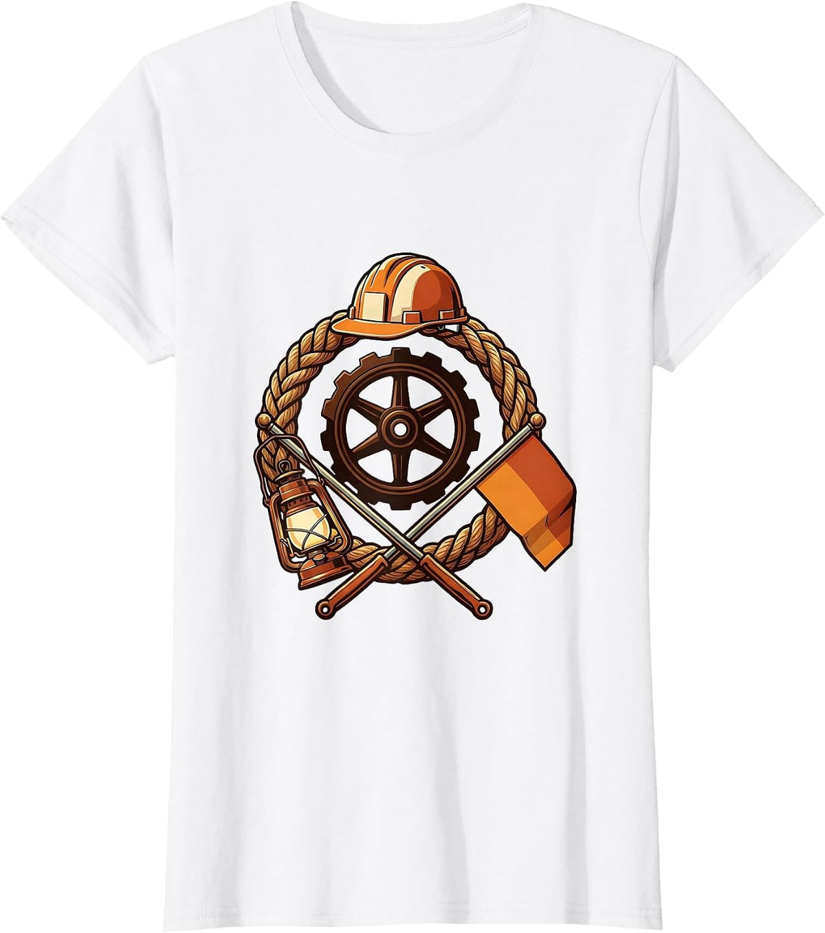 Women's Engineer's Cap Steam Train Enthusiast Vintage Badge T-Shirt - White