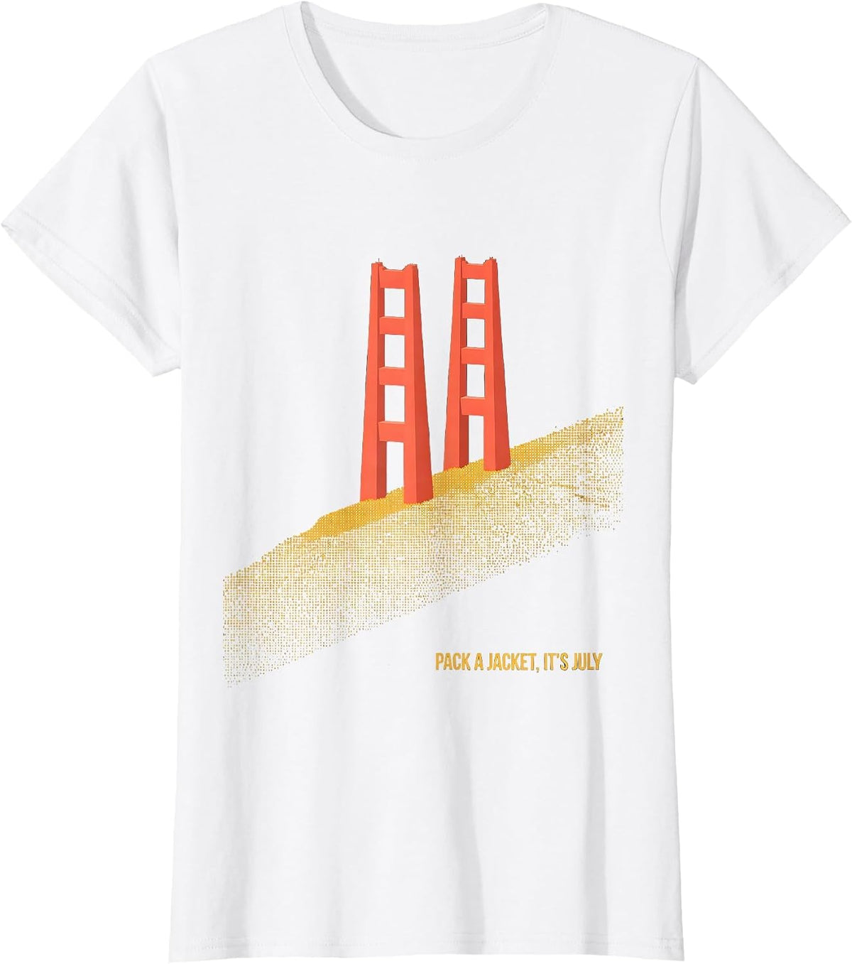 Pack A Jacket It's July Retro Golden Gate Bridge San T-Shirt - White