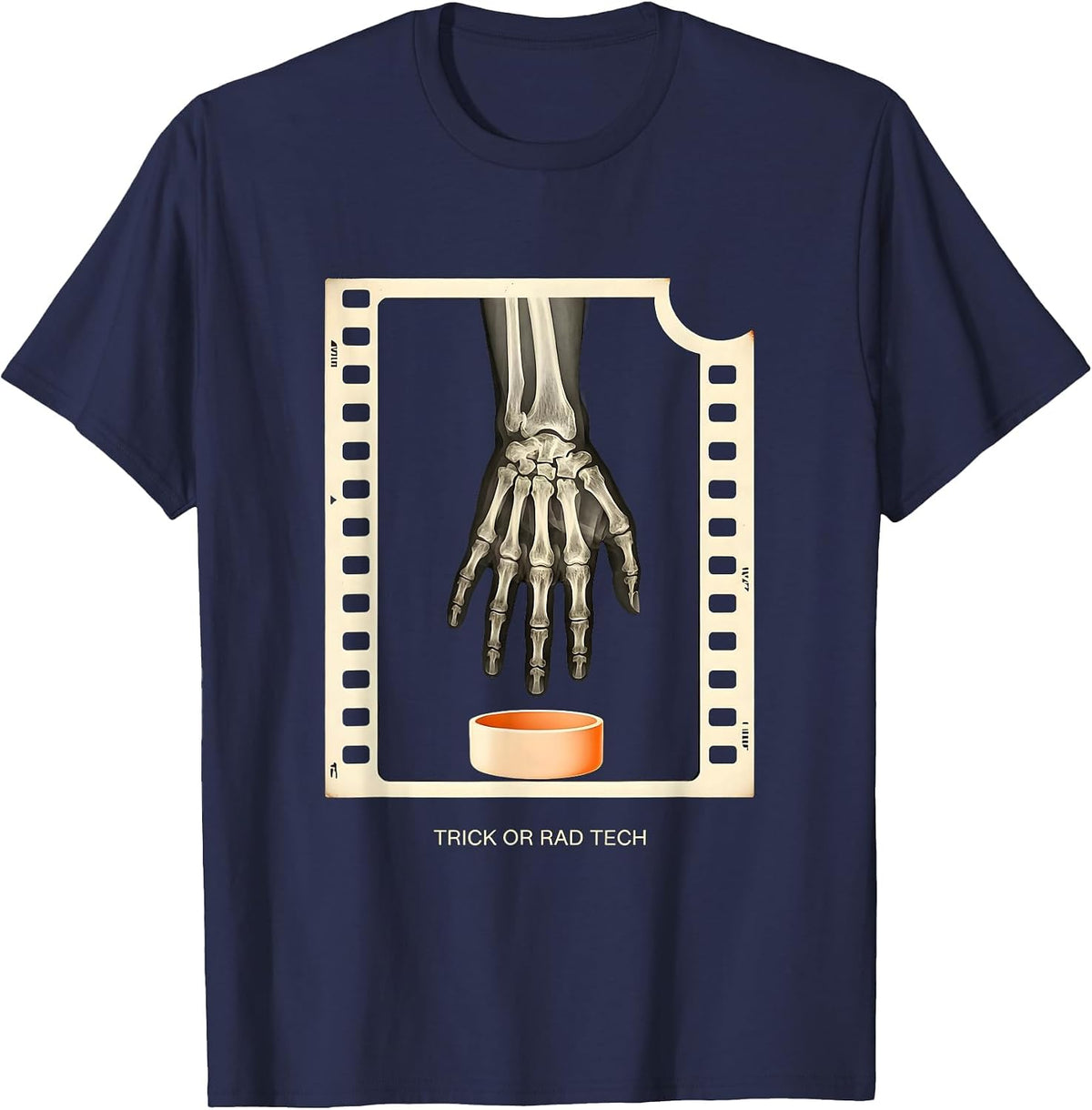 Men's Trick Or Rad Tech Funny Radiology Tech Halloween Humor T-Shirt - Navy Blue
