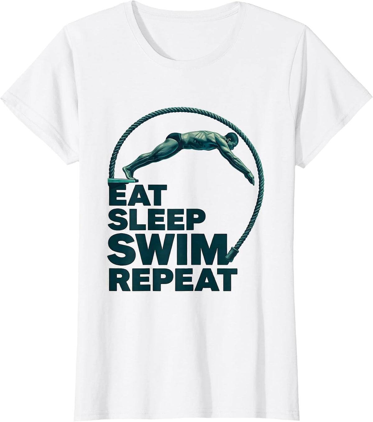 Women's Eat Sleep Swim Repeat Funny Swimming Hobby Lover Gift T-Shirt - White
