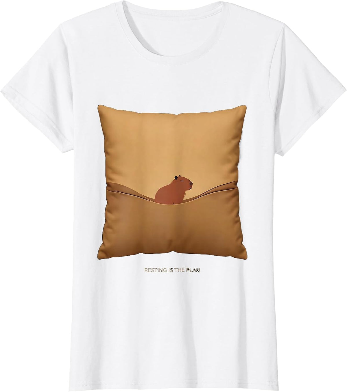 Resting Is The Plan Cute Capybara Sleepybara Nap Lover T-Shirt - White