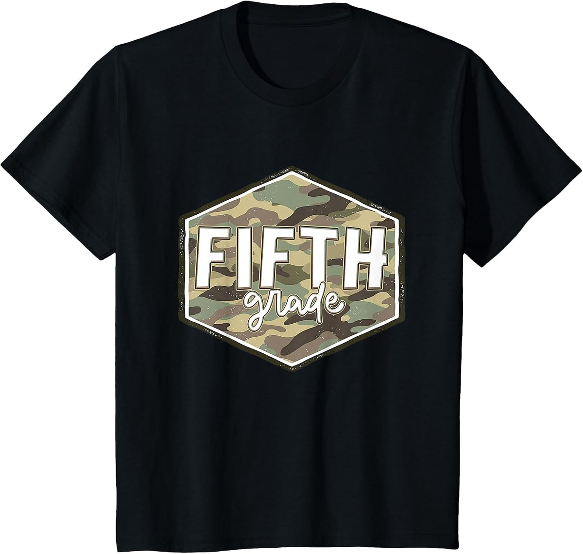 First Day of Fifth Grade Camo Back to School 5th Grade Boys T-Shirt - Black