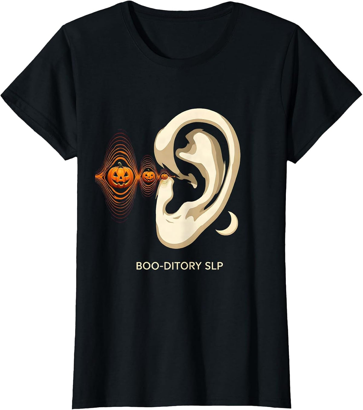 Boo-ditory SLP Funny Speech Therapy Halloween Therapist T-Shirt - Black