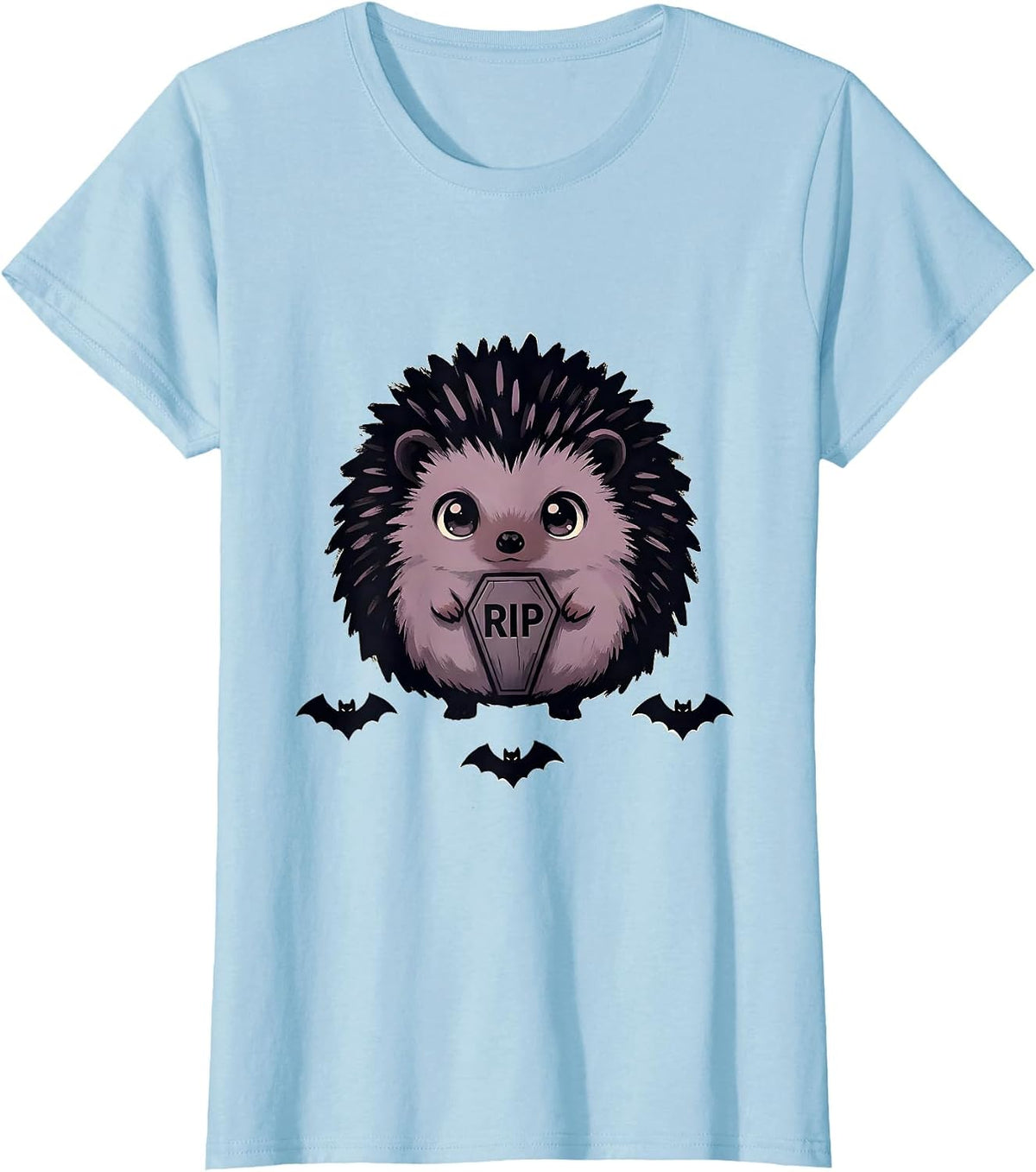 RIP Chibi Hedgehog Pastel Goth Kawaii Anime Horror Aesthetic T-Shirt - Baby Blue