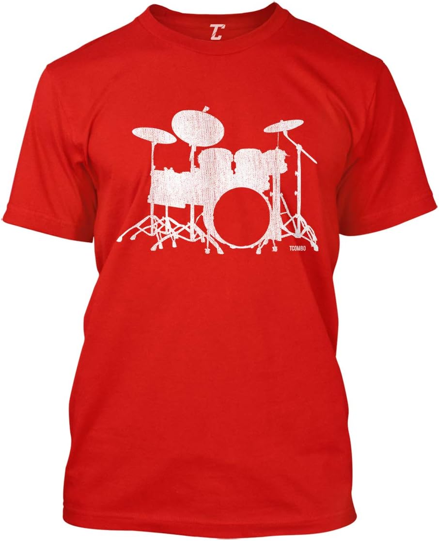 Drumset Silhouette - Drummer Musician Men's T-Shirt - Red