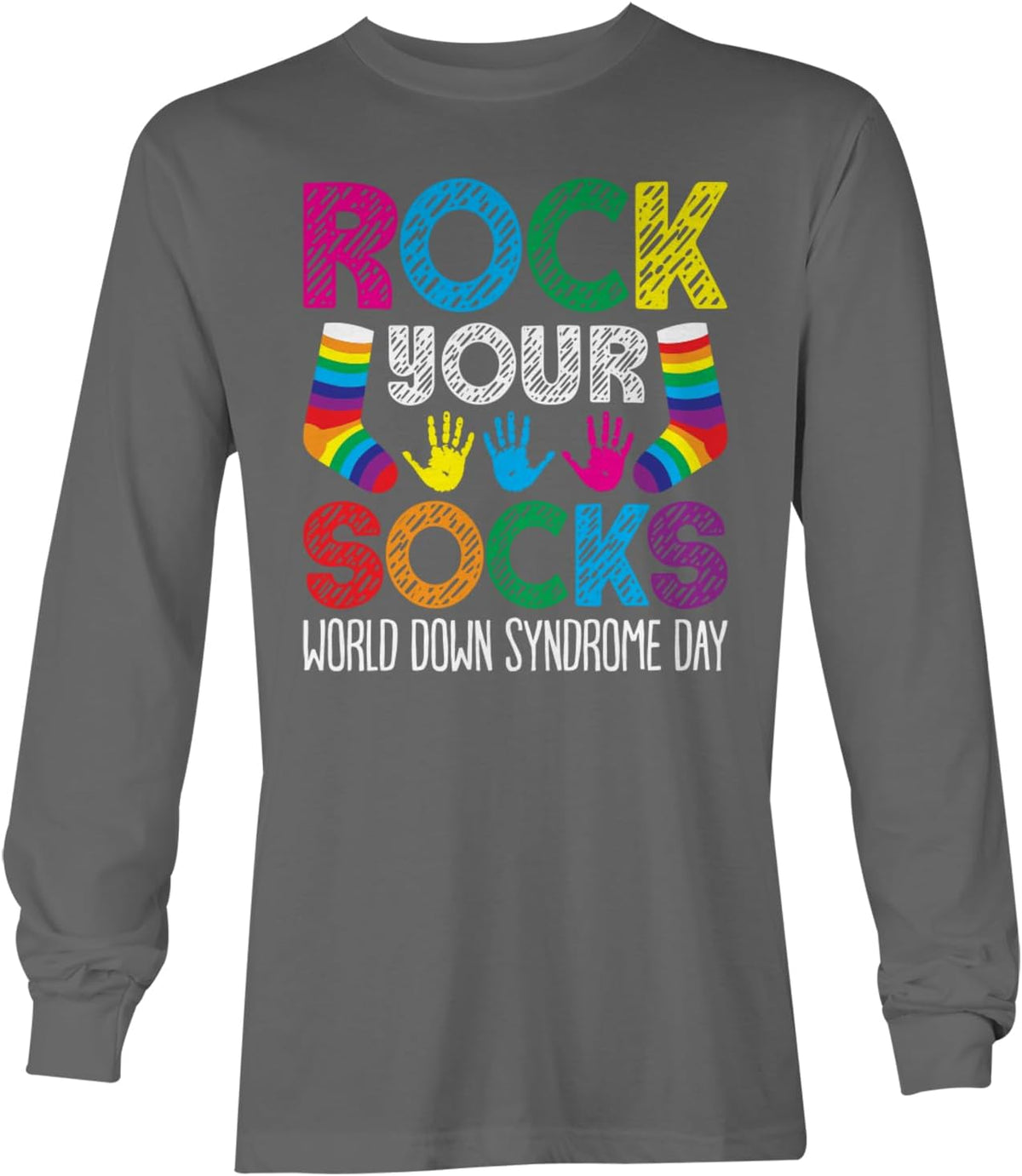 Rock Your Socks World Down Syndrome Day - Unisex Long Sleeve Shirt - Charcoal