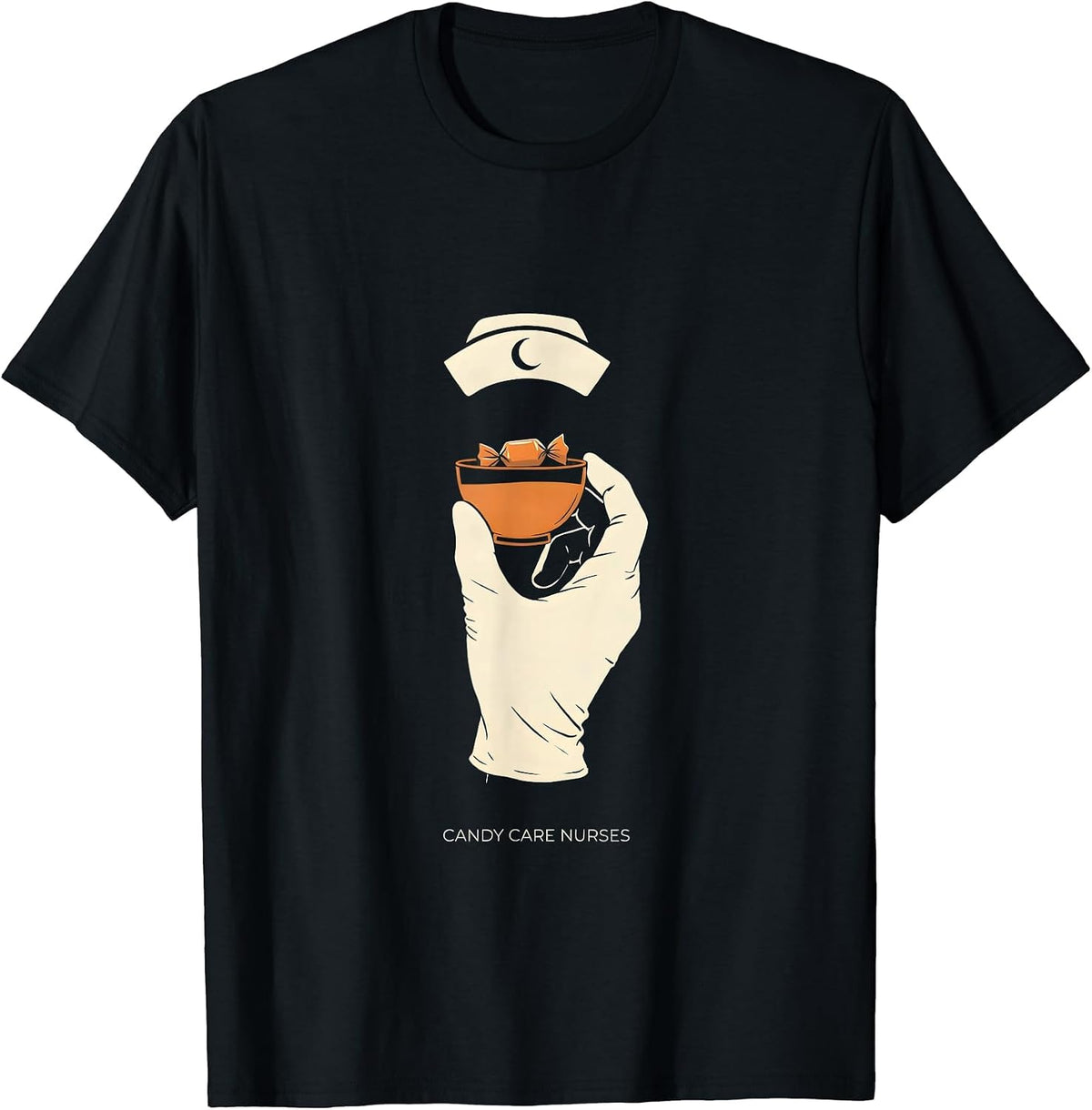 Men's Candy Care Nurses Funny Halloween Nurse Team Crew T-Shirt - Black