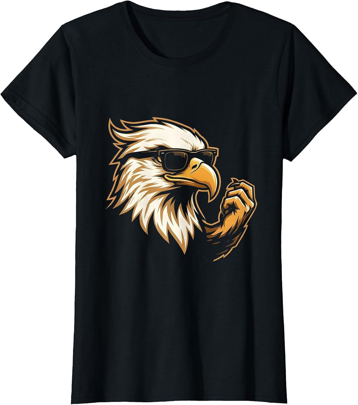 Eagle Mascot Sunglasses Cheer Silhouette Novelty T-Shirt - Black