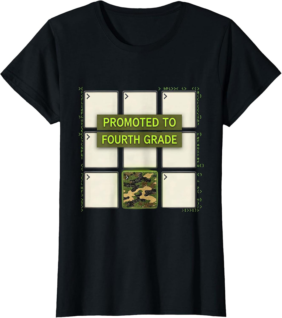 Promoted To Fourth Grade Camo Back To School Boys T-Shirt - Black