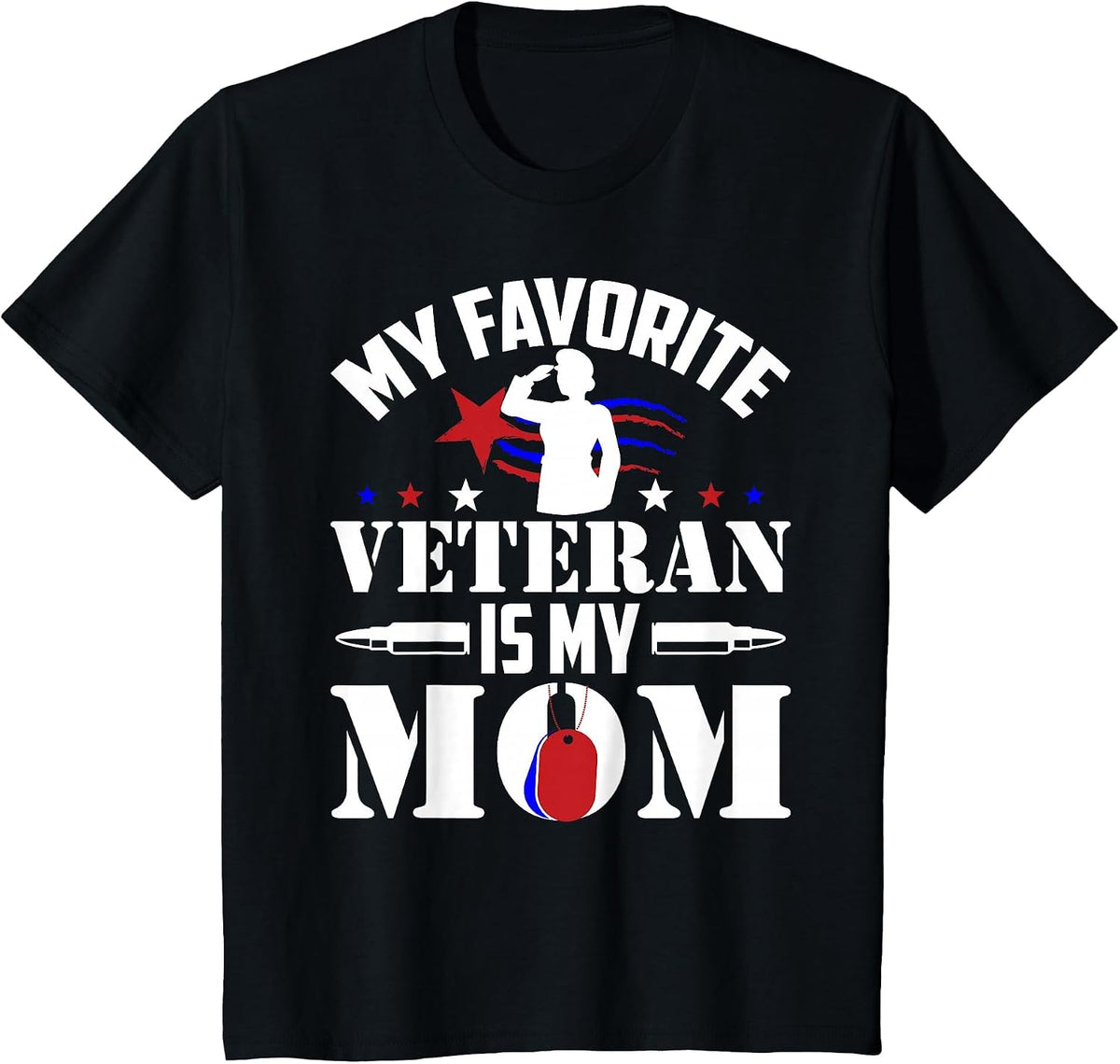 Veterans Day Military My Favorite Veteran is My Mom Kids T-Shirt - Black