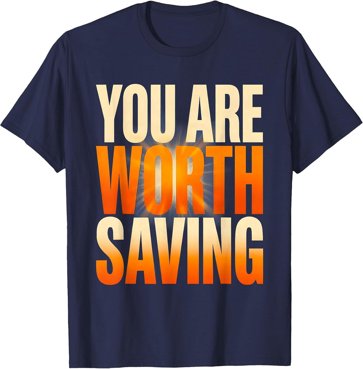 You Are Worth Saving Suicide Prevention Design T-Shirt - Navy Blue