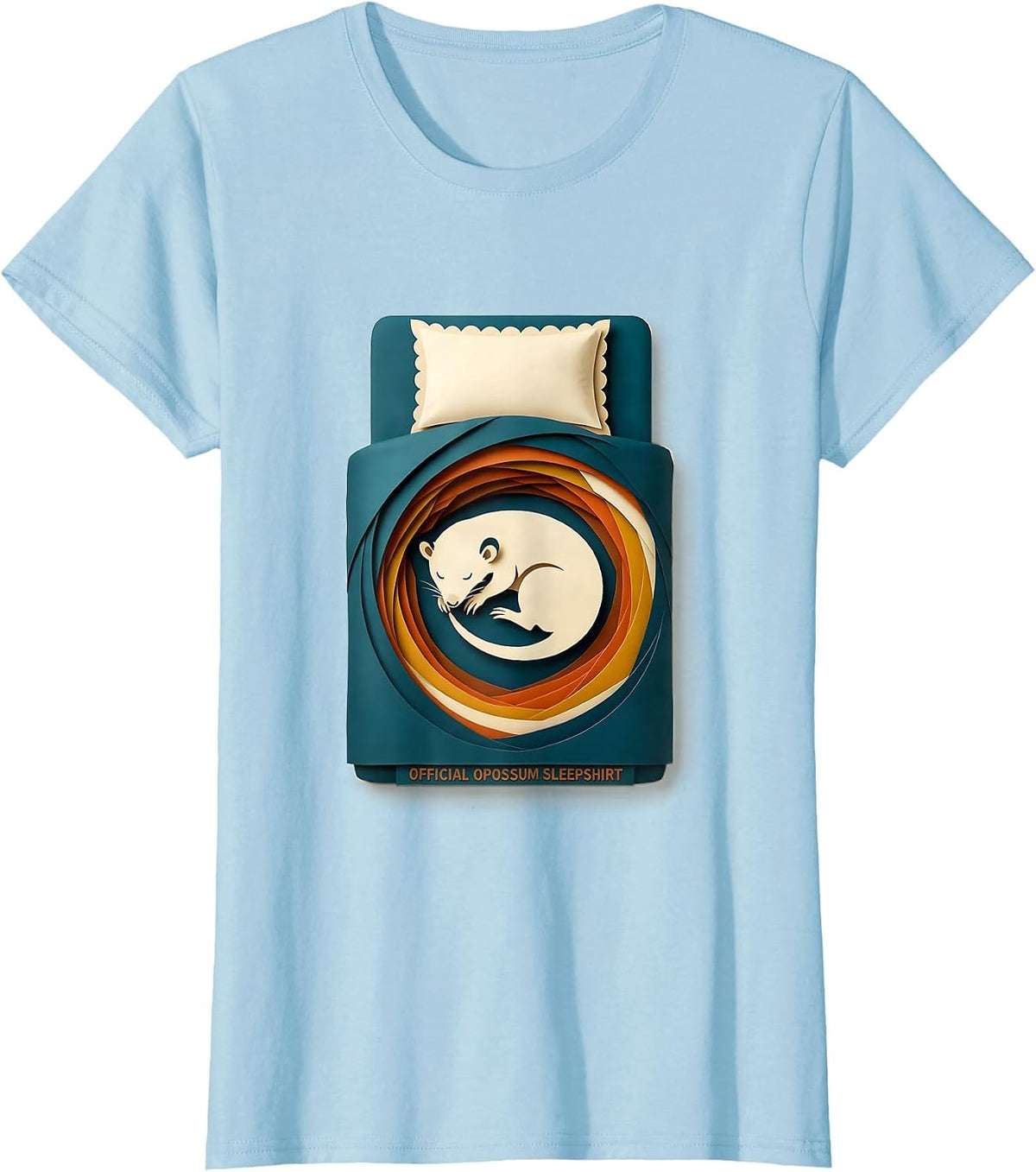 Official Opossum Sleepshirt Cute Animal Lover Pajama Humor T-Shirt - Baby Blue