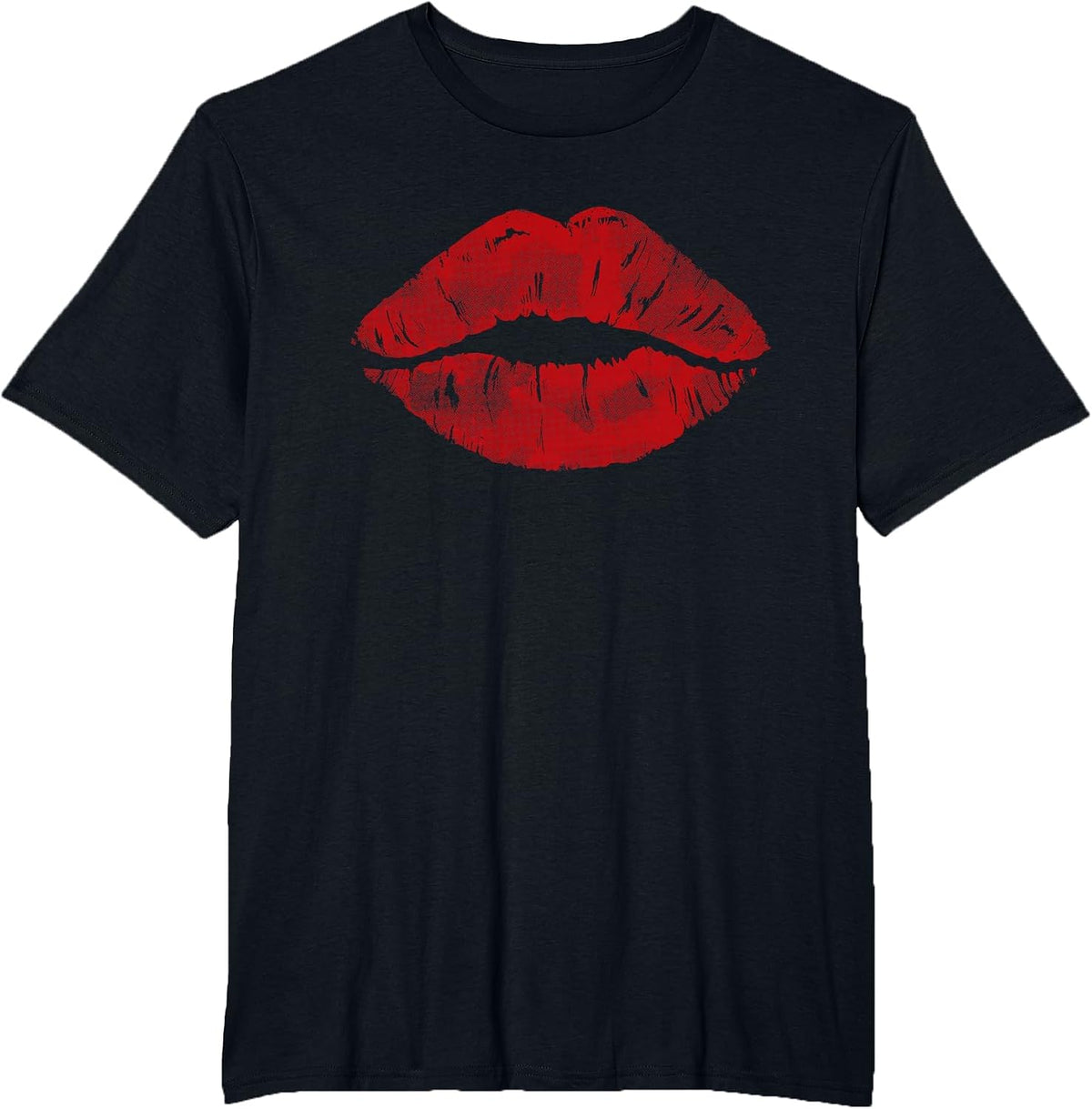 Cute Red Lips Art Men Women Sexy Kiss Makeup Lipstick T-Shirt - Black