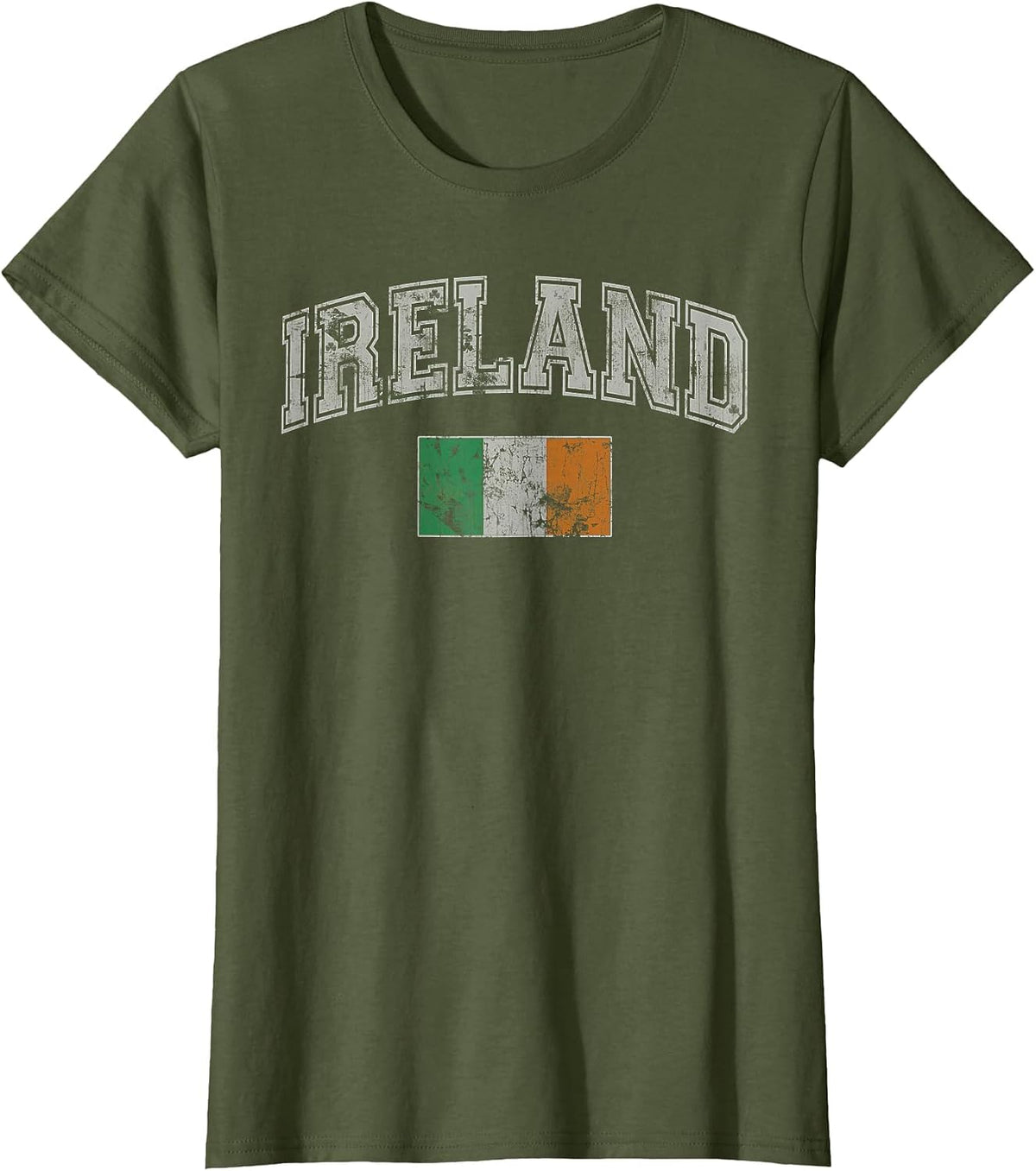 Ireland Flag Irish St Patrick's Day Vintage Fade Family T-Shirt - Olive Green