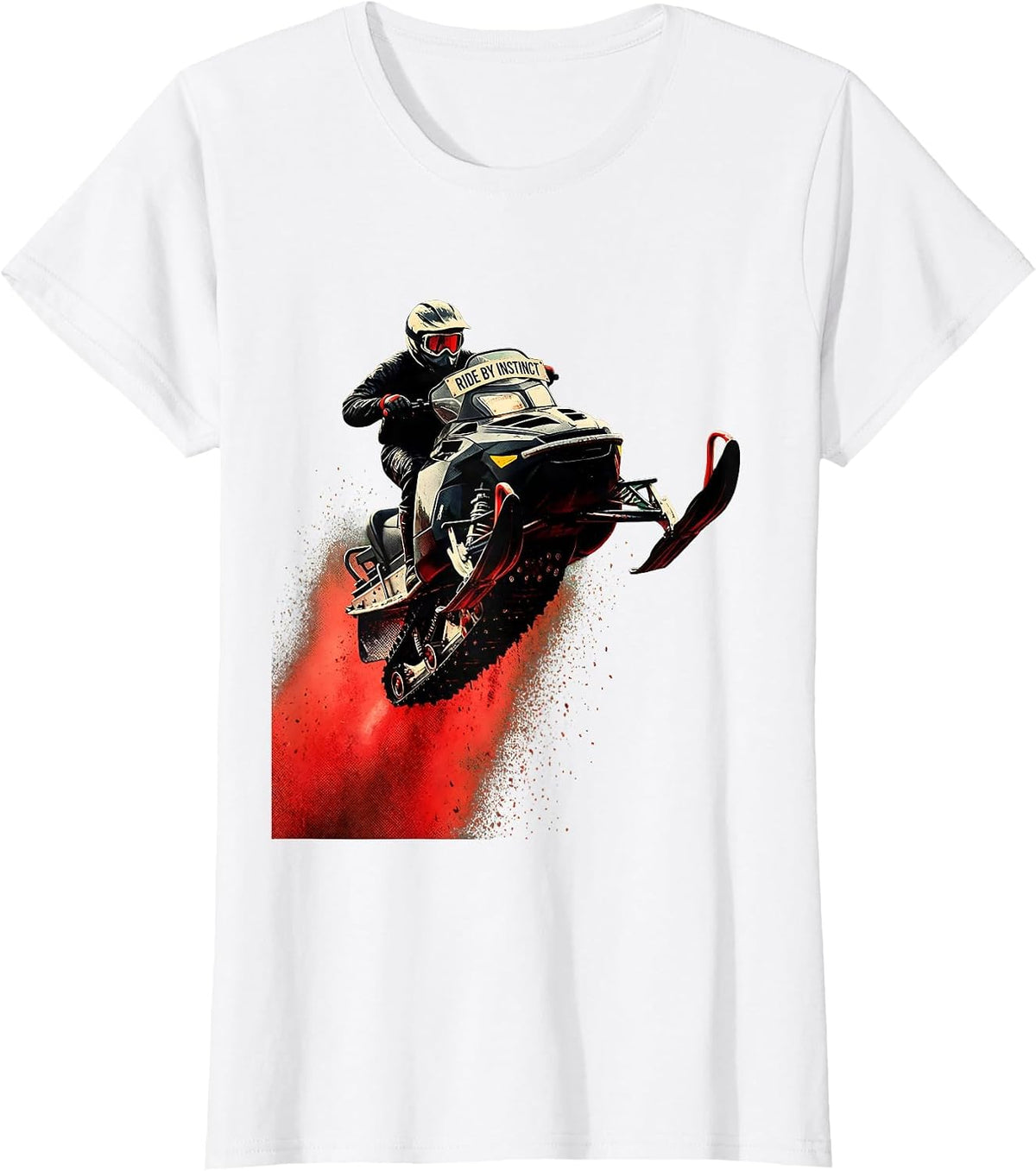 Ride By Instinct Pulp Cover Snowmobile Rider Winter Sports T-Shirt - White