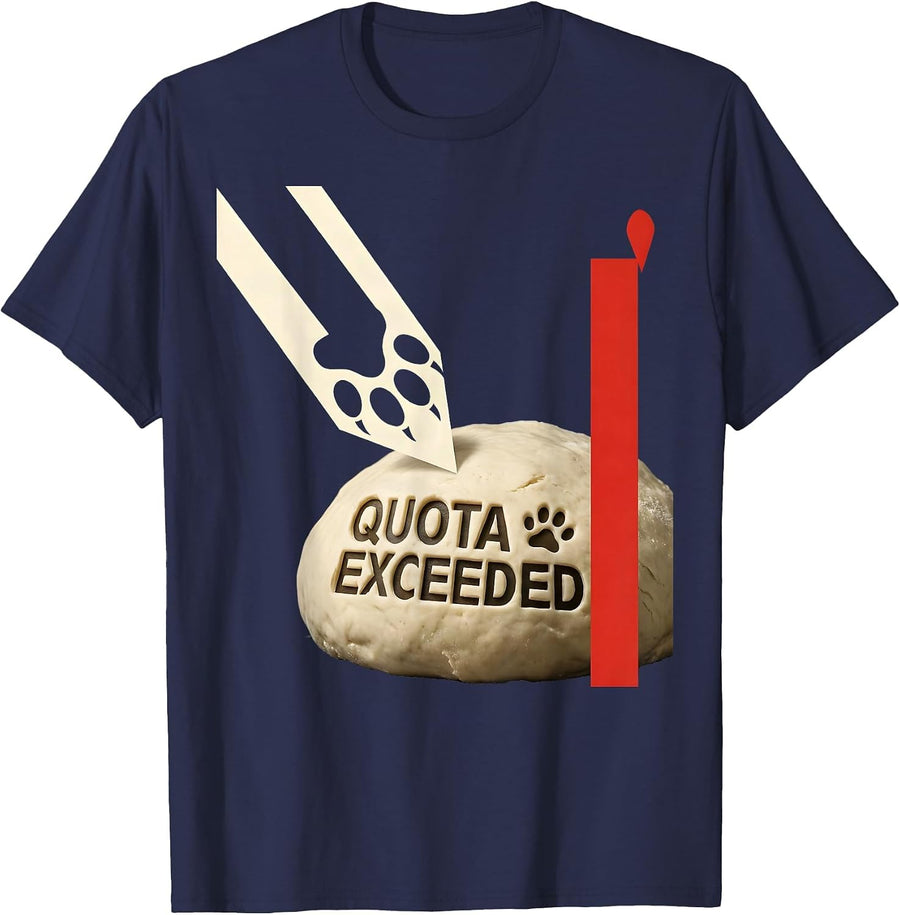 Quota Exceeded Constructivist Poster Black Cat Bakery Humor T-Shirt - Navy Blue