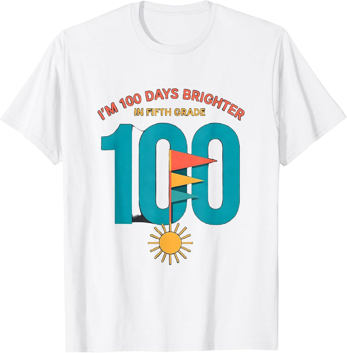 Men's I'm 100 Days Brighter In Fifth Grade Retro 100th Day T-Shirt - White