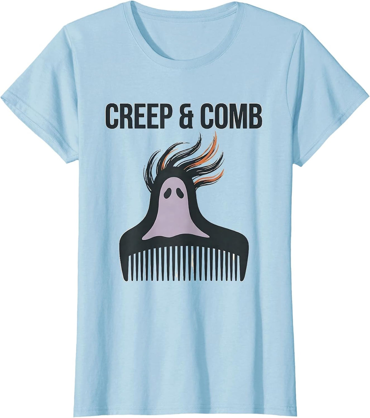 Creep & Comb Editorial Conceptual Halloween Skeleton T-Shirt - Baby Blue