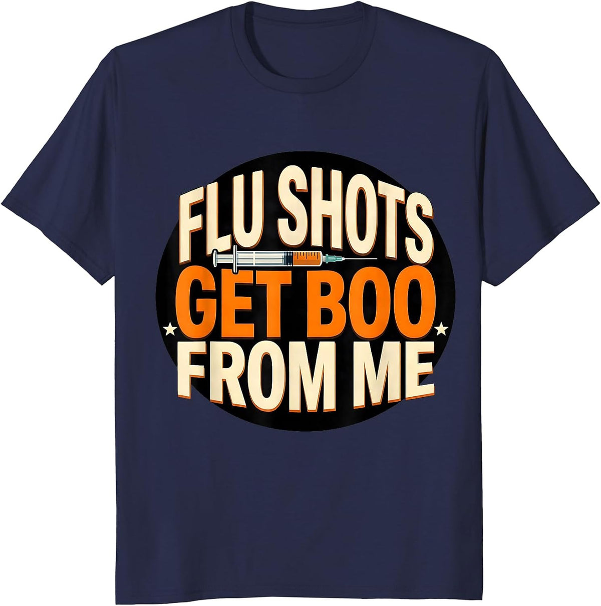 Flu Shots Get Boo From Me Funny Nurse Ghost Halloween T-Shirt - Navy Blue
