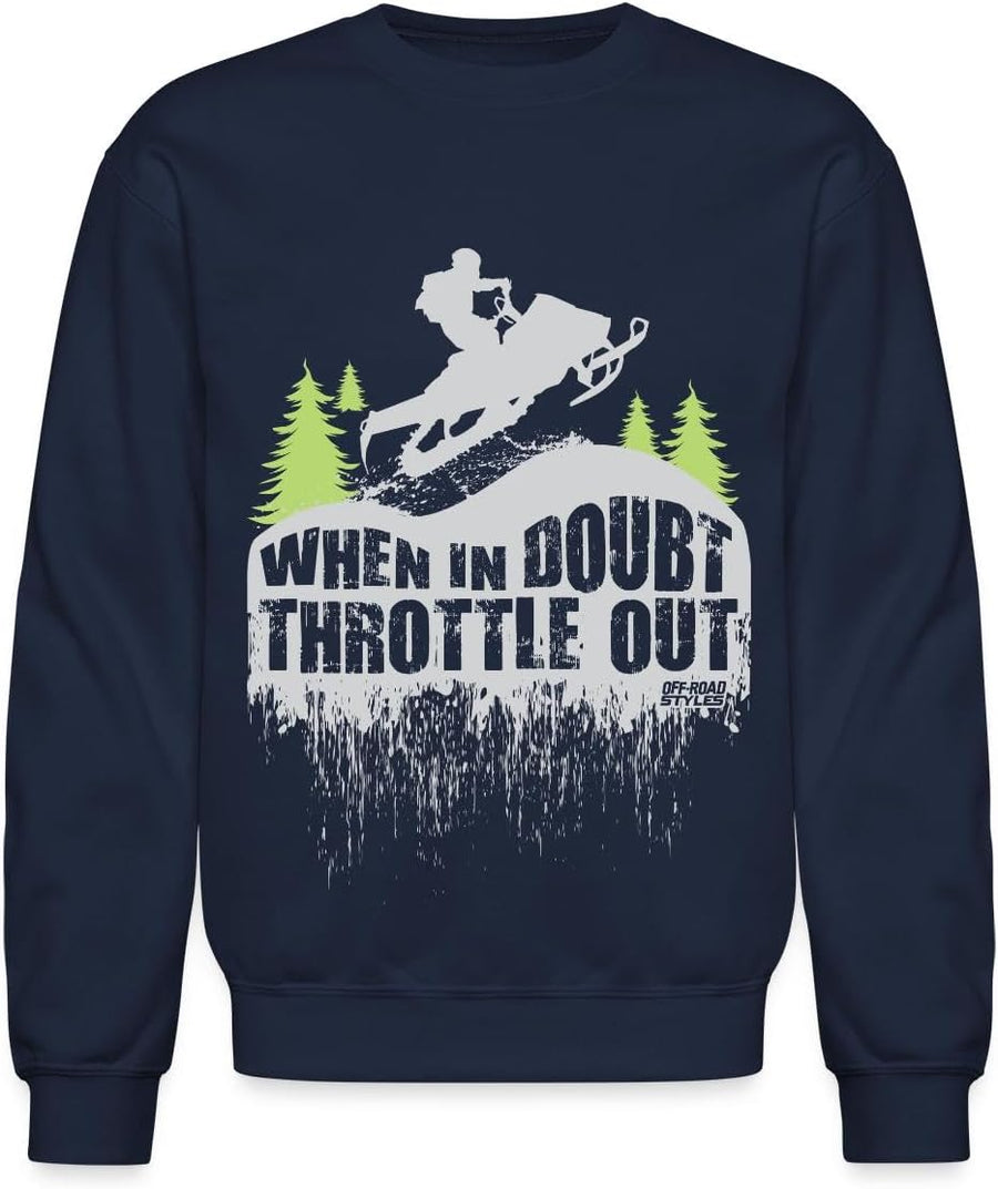 Snowmobile Throttle Out Crewneck Sweatshirt - Navy