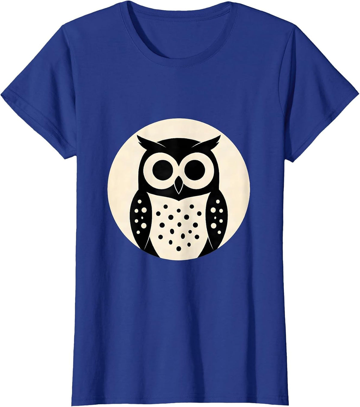 Women's Spotted Owl Polka Dot Glowing Eyes Illustration T-Shirt - Royal Blue