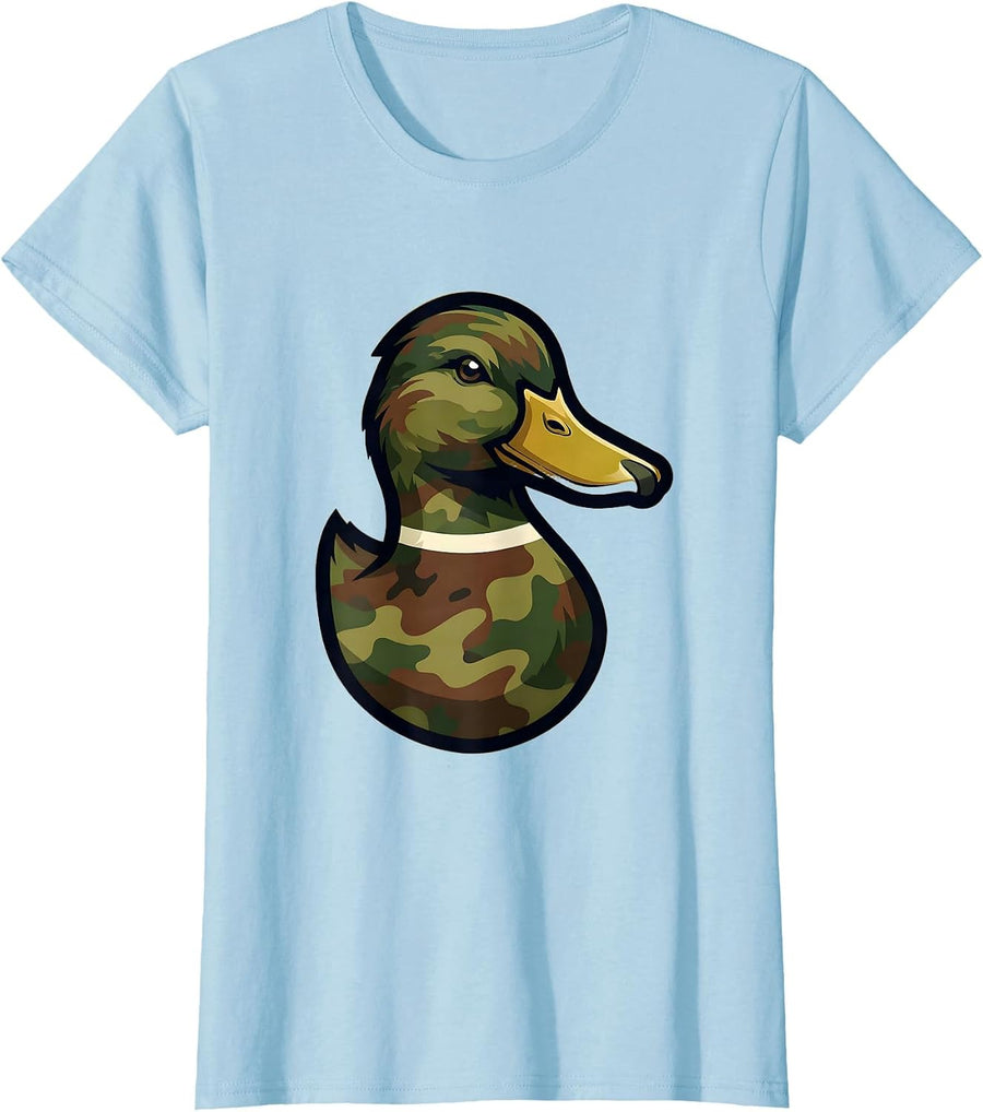Women's Duck Camo Silhouette Graphic Tee T-Shirt - Baby Blue