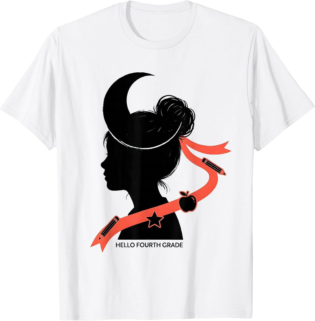 Men's Hello Fourth Grade Messy Bun Back To School Girls Humor T-Shirt - White
