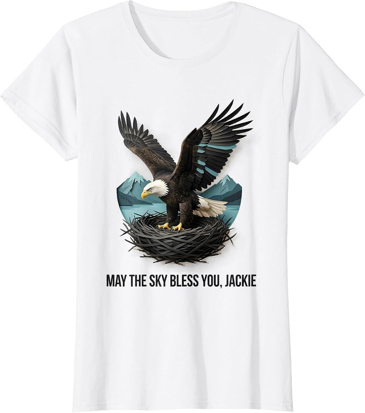 May The Sky Bless You Jackie Vintage Eagle Memorial Tribute T-Shirt - White