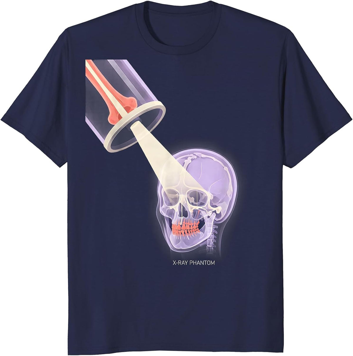 X-Ray Phantom Funny Radiology Tech Halloween Ghost Humor T-Shirt - Navy Blue