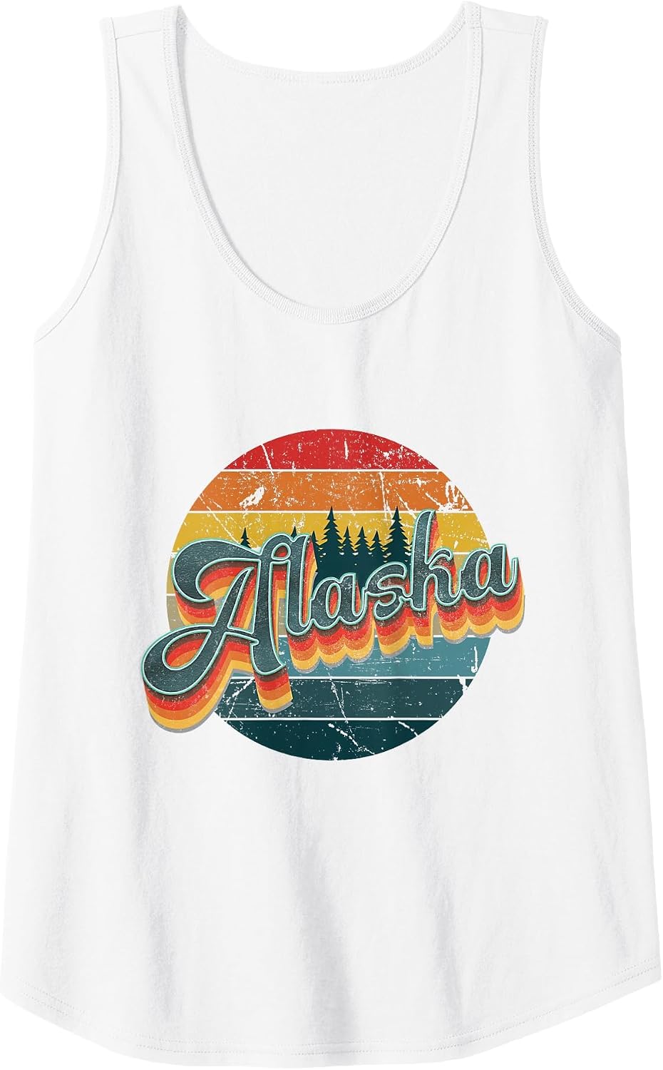 Retro Alaska Grunge Distressed Alaska 70s 80s Tank Top - White