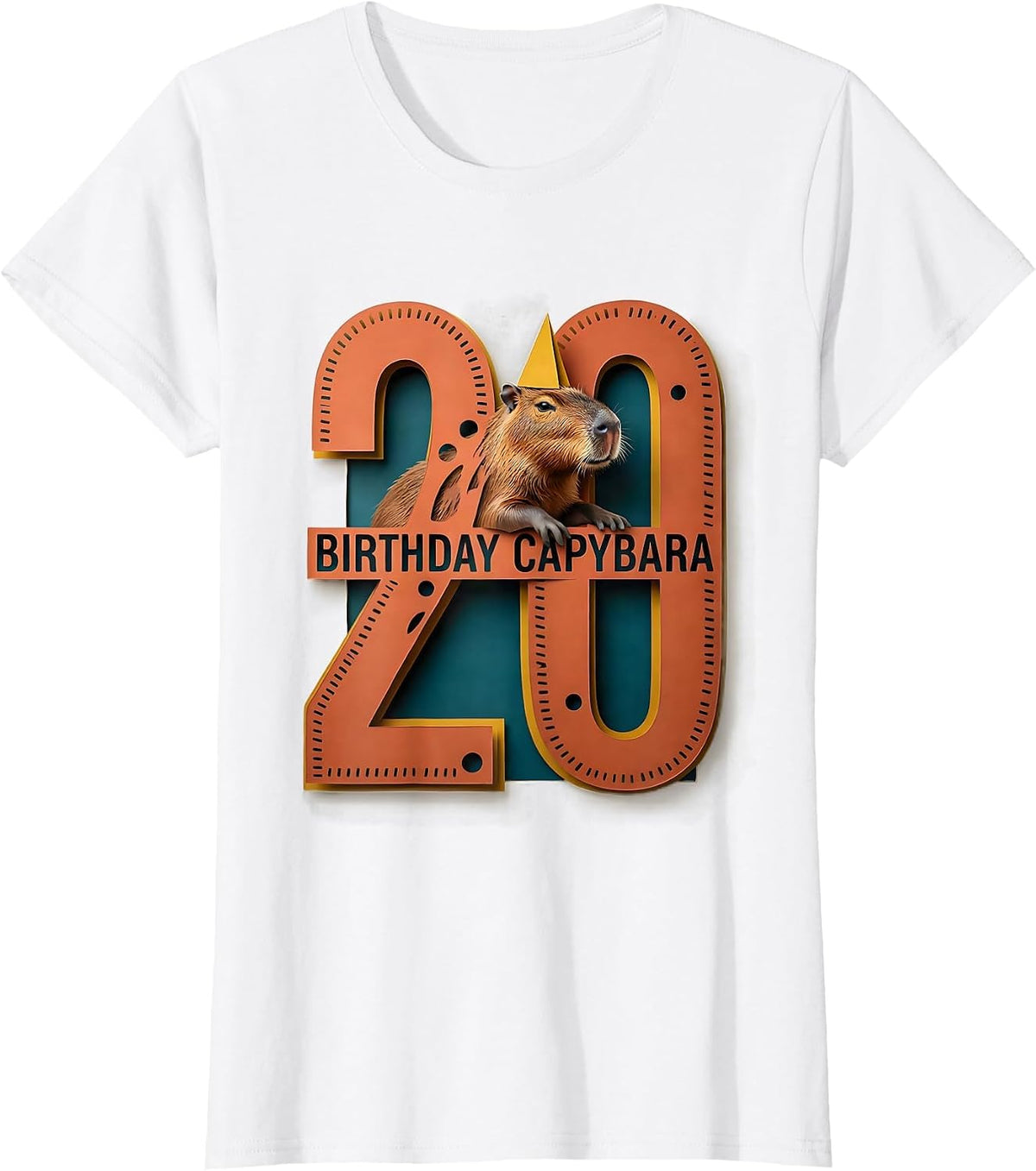 Women's Birthday Capybara Age 20 Funny Animal Meme Birthday Gift T-Shirt - White