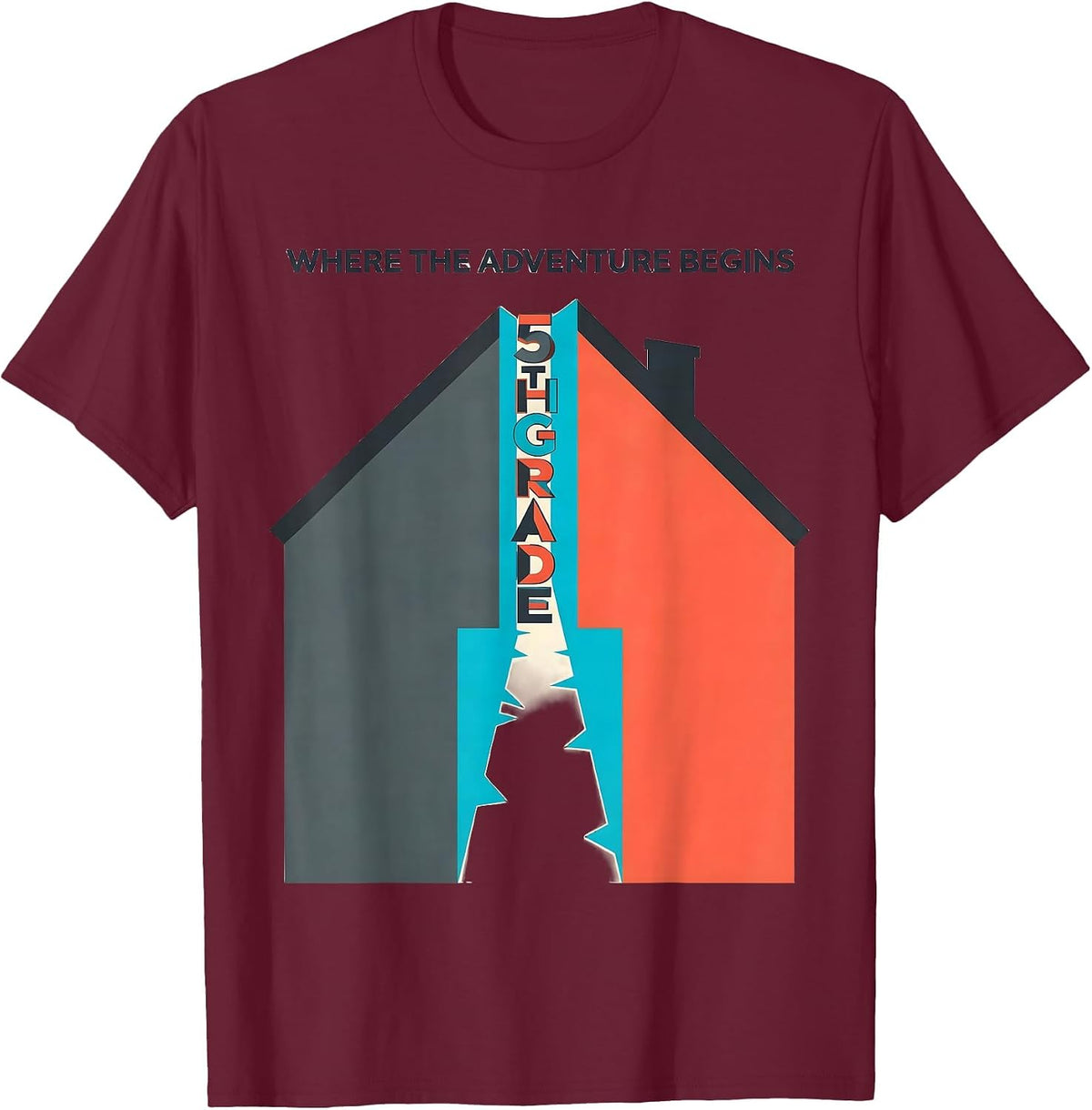 Where The Adventure Begins 5th Grade Teacher Back To School T-Shirt - Burgundy