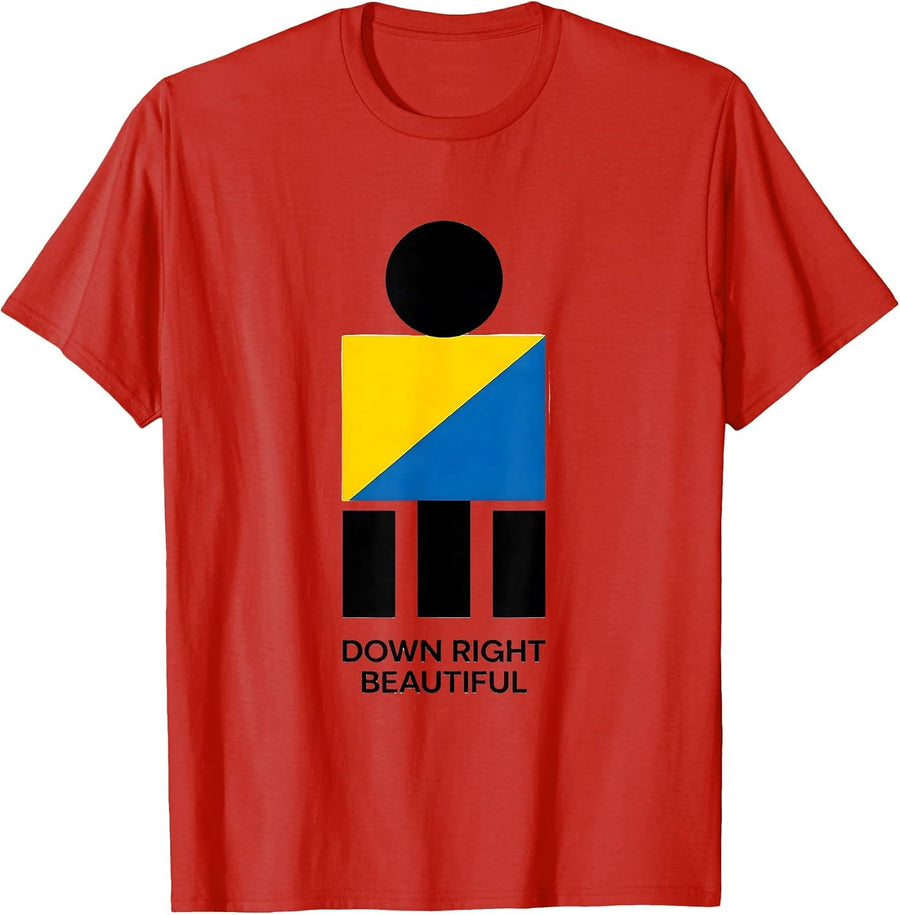 Men's Down Right Beautiful Bauhaus Modernist Down Syndrome T-Shirt - Red