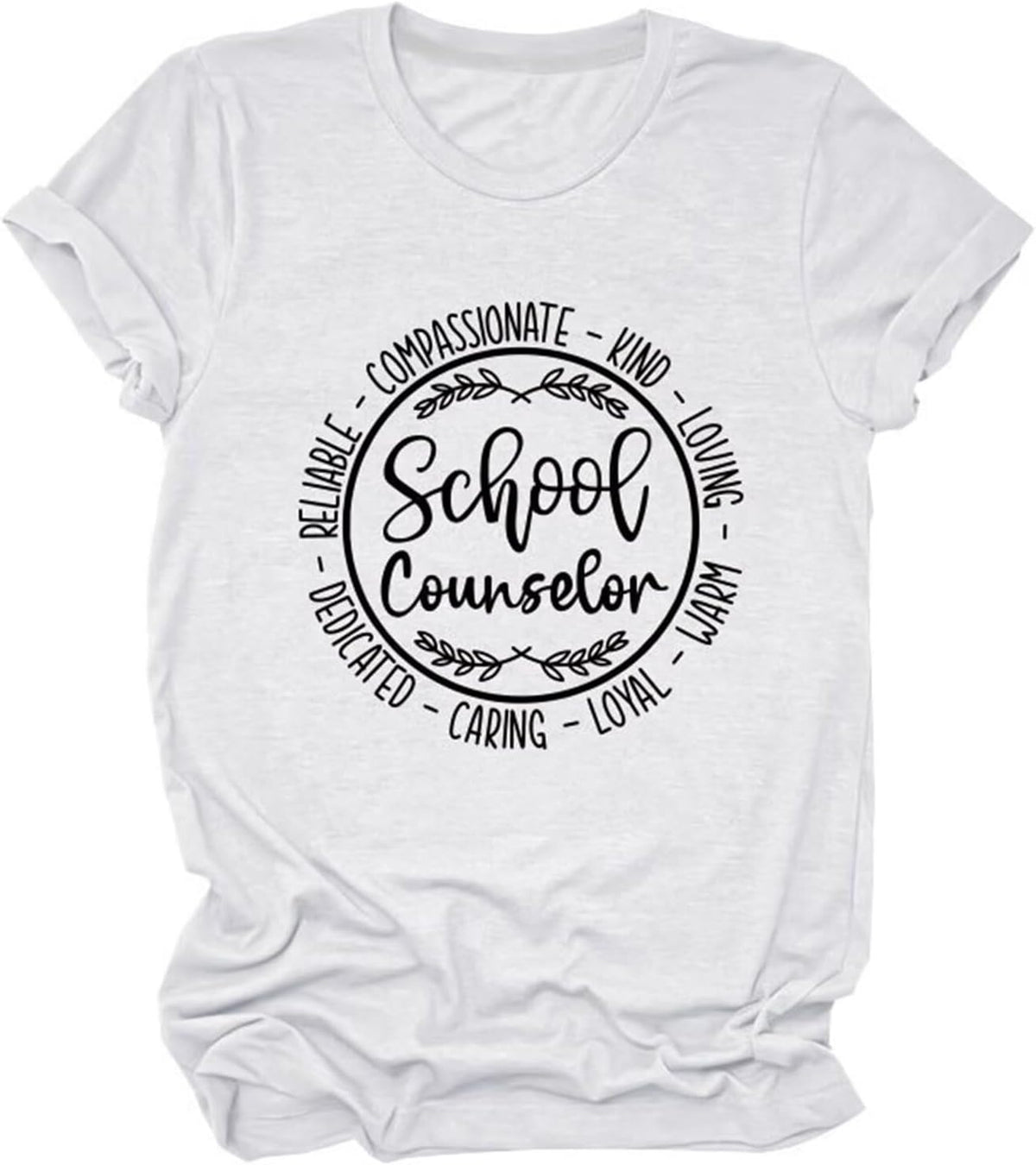 School Counselor Womens Tshirt Fun Graphic Tees Inspirational Quotes for Guidance Professionals Casual Tops - White