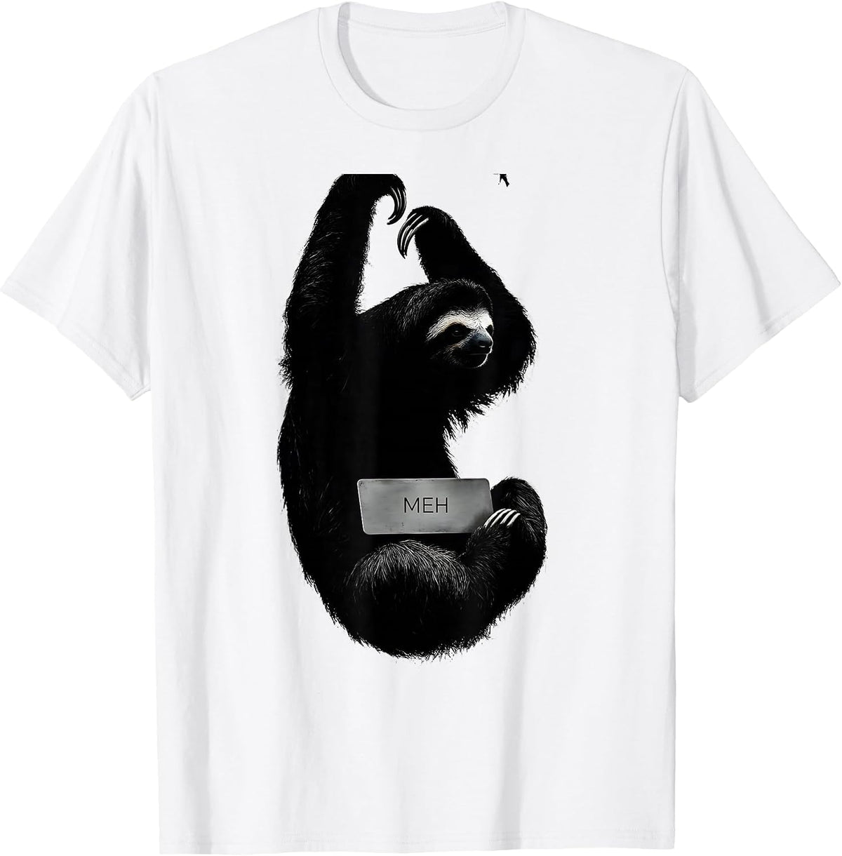 Men's Meh Funny Sloth Lover Humor Animal Affinity Gift T-Shirt - White