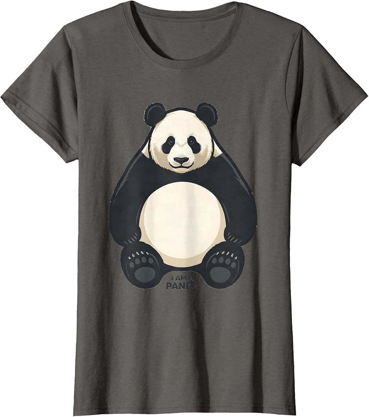 Women's I Am a Panda Costume Animal Matching Halloween Group T-Shirt - Asphalt Grey