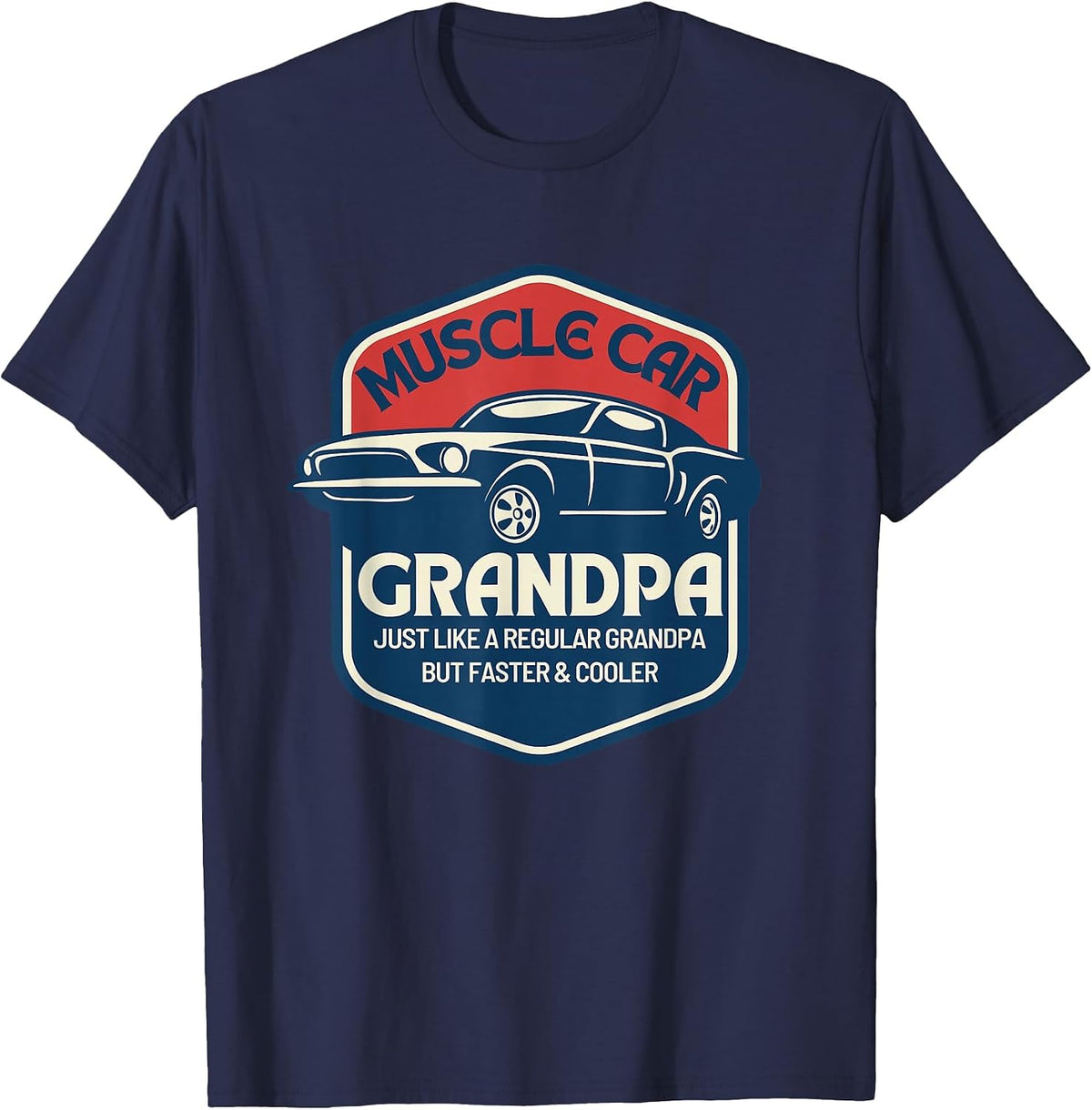 Muscle Car Grandpa Old Guys Vintage Car Lover T-Shirt - Navy Blue