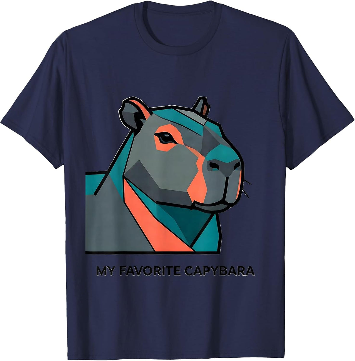 Men's My Favorite Capybara Flat Vector Animal Art Portrait T-Shirt - Navy Blue