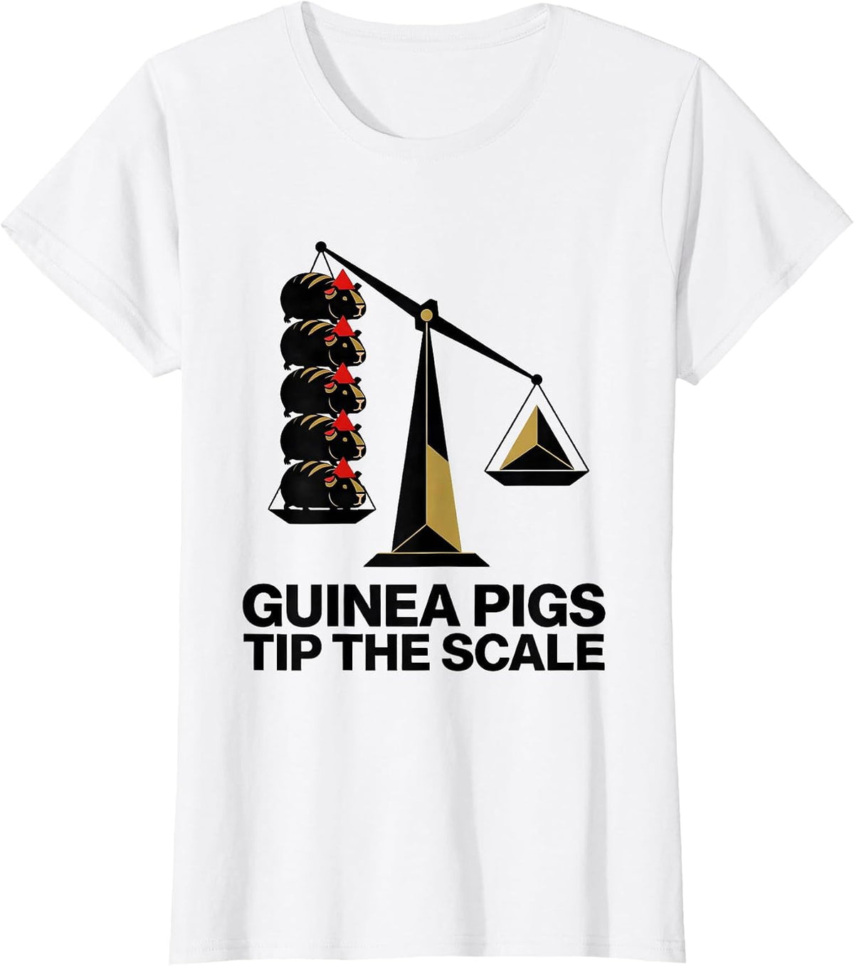 Women's Guinea Pigs Tip The Scale Geometric Guinea Pig Christmas T-Shirt - White