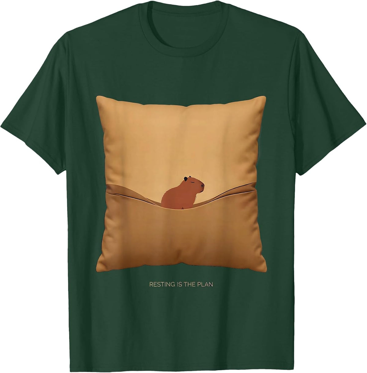 Resting Is The Plan Cute Capybara Sleepybara Nap Lover T-Shirt - Dark Green