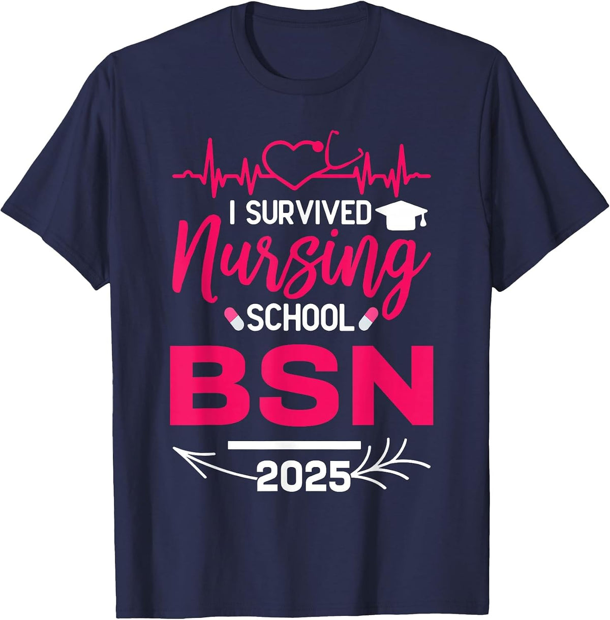 Nurse Est 2025 Rn Nursing School Graduation Graduate BSN T-Shirt - Navy Blue