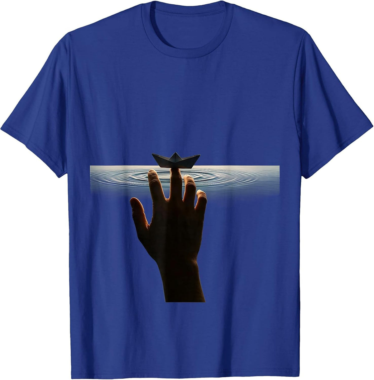 Men's Suicide Awareness Hand Releasing Paper Boat Design T-Shirt - Royal Blue