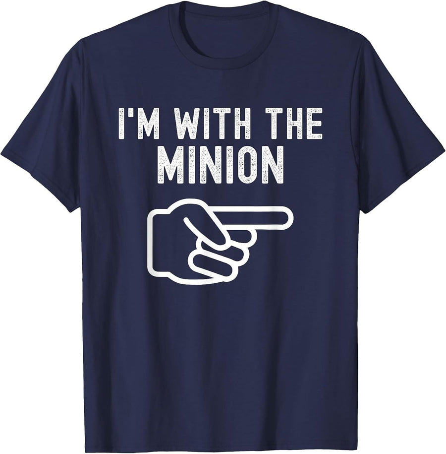 I'm with the Minion Funny Couples Matching Halloween Costume T-Shirt - Navy Blue