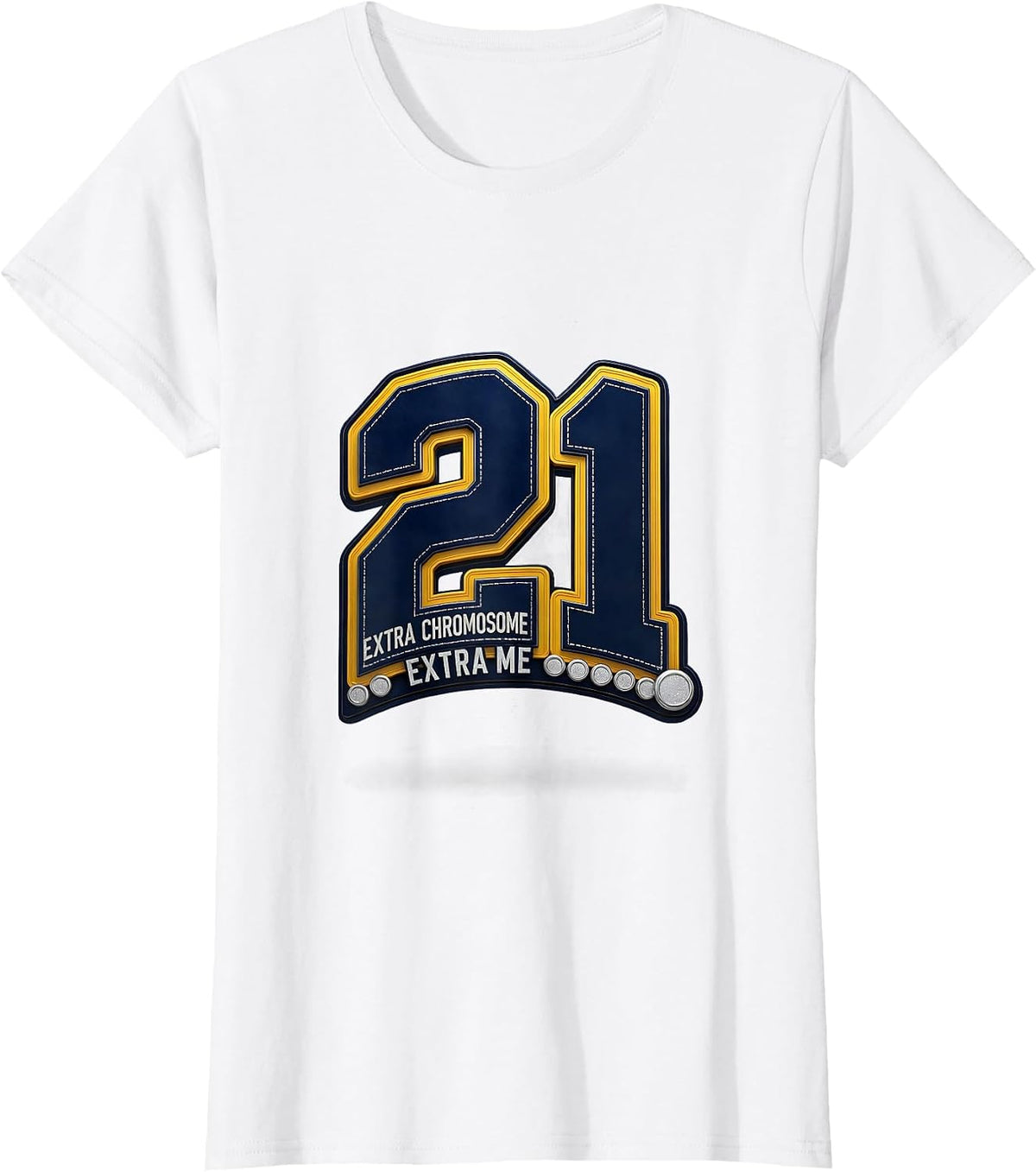 Extra Chromosome Extra Me Sparkle Varsity Down Syndrome T-Shirt - White