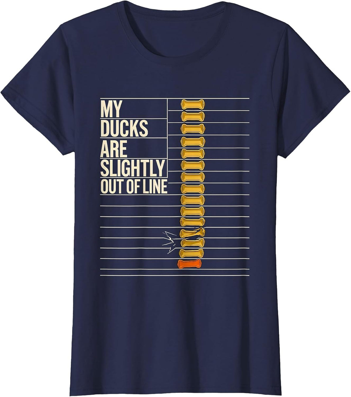 Women's My Ducks Are Slightly Out Of Line Funny Duck Novelty Gift T-Shirt - Navy Blue
