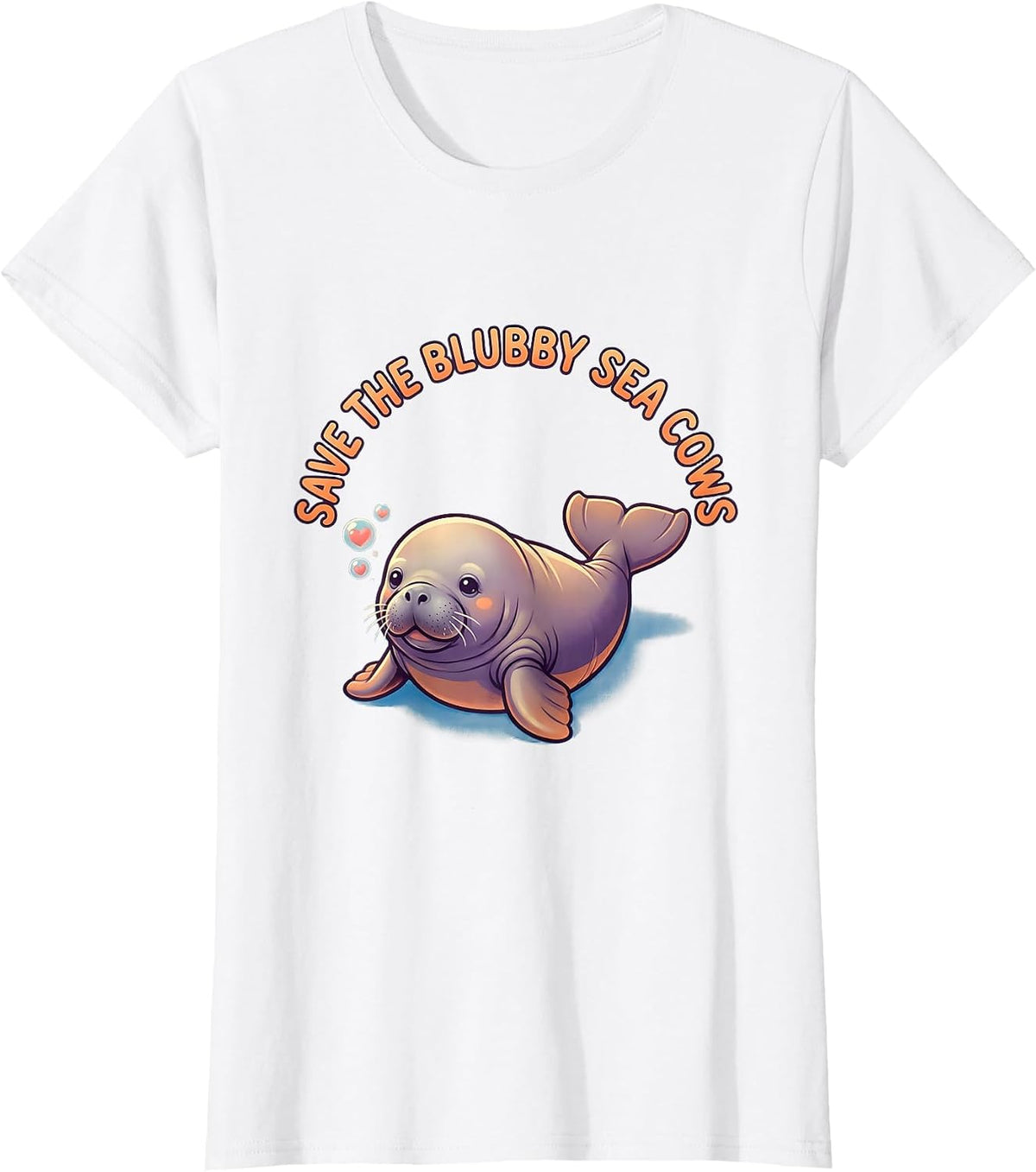 Save The Blubby Sea Cows Cute Kawaii Manatee Sea Cow Lover T-Shirt - White