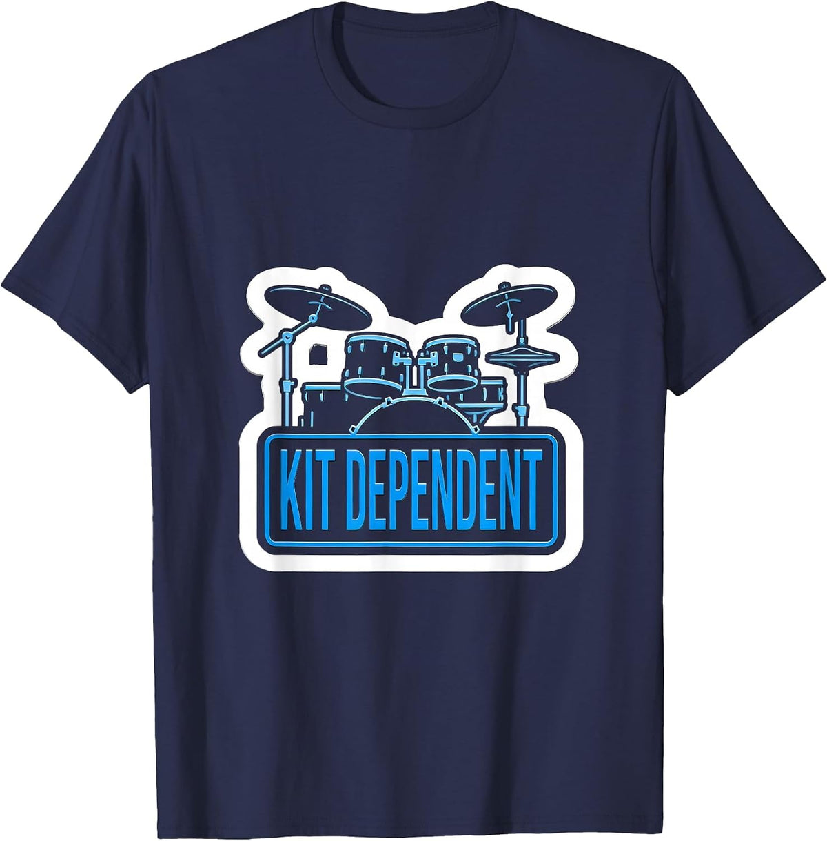 Kit Dependent Minimalist Drummer Design T-Shirt - Navy Blue